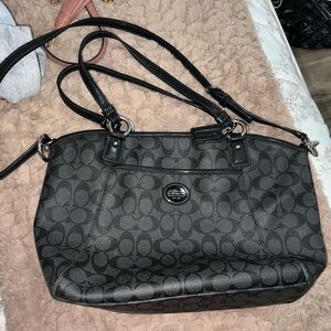 Coach Black and Gray Signature Shoulder Bag